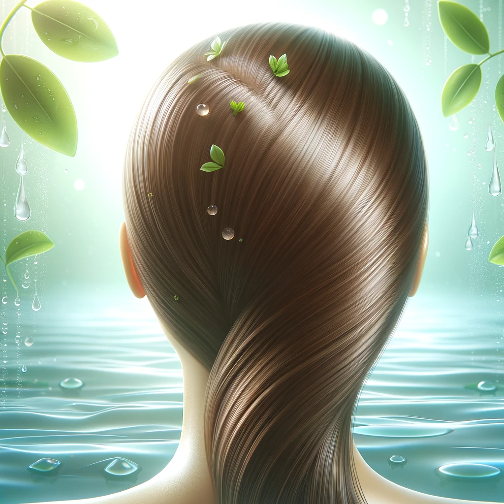A serene and calming image representing scalp health and care. close-up of a healthy scalp with shiny, well-groomed hair. T