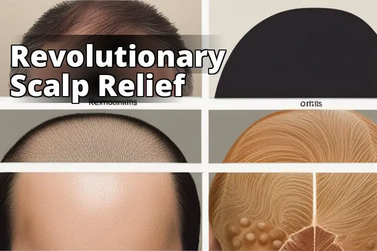 The image should contain a close-up of a person's scalp showing visible signs of seborrheic dermatit