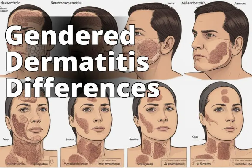 The image should contain a visual representation of the gender-specific manifestations of seborrheic
