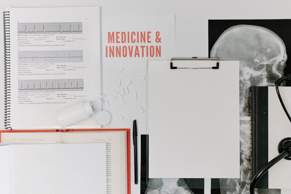 Exploring Decades of Innovation in Seborrheic Dermatitis Treatments - Flat lay of medical documents and equipment emphasizing innovation.